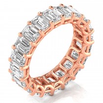 Emerald Cut Lab Grown Diamonds Eternity Ring Wedding Band 14K Rose Gold (6.10ct)