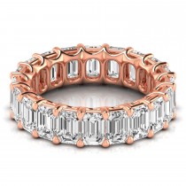 Emerald Cut Lab Grown Diamonds Eternity Ring Wedding Band 18K Rose Gold (6.10ct)