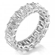 Emerald Cut Lab Grown Diamonds Eternity Ring Wedding Band 18K White Gold (6.10ct)