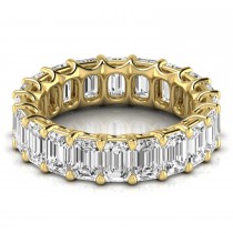 Emerald Cut Lab Grown Diamonds Eternity Ring Wedding Band 18K Yellow Gold (6.10ct)