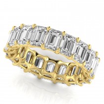 Emerald Cut Lab Grown Diamonds Eternity Ring Wedding Band 14K Yellow Gold (8.64ct)