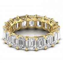 Emerald Cut Lab Grown Diamonds Eternity Ring Wedding Band 14K Yellow Gold (8.64ct)
