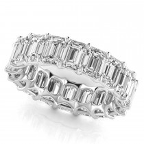 Emerald Cut Lab Grown Diamonds Eternity Ring Wedding Band 18K White Gold (8.64ct)