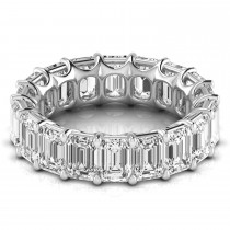 Emerald Cut Lab Grown Diamonds Eternity Ring Wedding Band 18K White Gold (8.64ct)