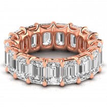 Emerald Cut Lab Grown Diamonds Eternity Ring Wedding Band 14K Rose Gold (11.98ct)