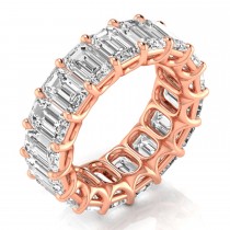 Emerald Cut Lab Grown Diamonds Eternity Ring Wedding Band 14K Rose Gold (11.98ct)