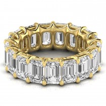 Emerald Cut Lab Grown Diamonds Eternity Ring Wedding Band 14K Yellow Gold (11.98ct)