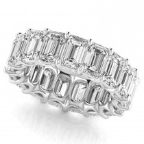Emerald Cut Lab Grown Diamonds Eternity Ring Wedding Band 18K White Gold (11.98ct)