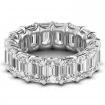 Emerald Cut Lab Grown Diamonds Eternity Ring Wedding Band 18K White Gold (11.98ct)