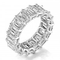 Emerald Cut Lab Grown Diamonds Eternity Ring Wedding Band 18K White Gold (11.98ct)