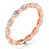 Marquise Cut Lab Grown Diamonds Eternity Ring Wedding Band 14K Rose Gold (1.17ct)