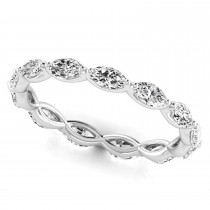 Marquise Cut Lab Grown Diamonds Eternity Ring Wedding Band 18K White Gold (1.17ct)