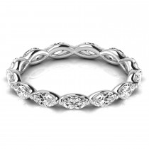Marquise Cut Lab Grown Diamonds Eternity Ring Wedding Band 18K White Gold (1.17ct)