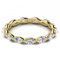 Marquise Cut Lab Grown Diamonds Eternity Ring Wedding Band 18K Yellow Gold (1.17ct)