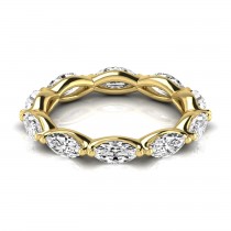 Marquise Cut Diamonds Eternity Ring Wedding Band 14K Yellow Gold (2.35ct)