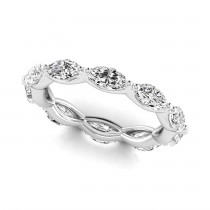 Marquise Cut Diamonds Eternity Ring Wedding Band 18K White Gold (2.35ct)