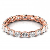 Oval Cut Lab Grown Diamonds Eternity Ring Wedding Band 14K Rose Gold (2.00ct)