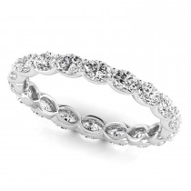 Oval Cut Lab Grown Diamonds Eternity Ring Wedding Band 18K White Gold (2.00ct)