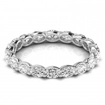 Oval Cut Lab Grown Diamonds Eternity Ring Wedding Band 18K White Gold (2.00ct)