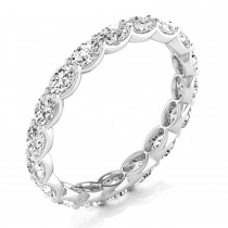 Oval Cut Lab Grown Diamonds Eternity Ring Wedding Band 18K White Gold (2.00ct)