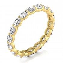 Oval Cut Lab Grown Diamonds Eternity Ring Wedding Band 18K Yellow Gold (2.00ct)