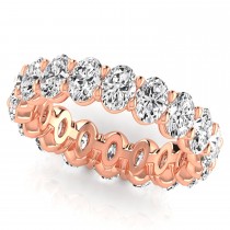 Oval Cut Lab Grown Diamonds Eternity Ring Wedding Band 14K Rose Gold (3.61ct)