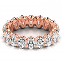 Oval Cut Lab Grown Diamonds Eternity Ring Wedding Band 14K Rose Gold (3.61ct)