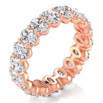 Oval Cut Lab Grown Diamonds Eternity Ring Wedding Band 14K Rose Gold (3.61ct)