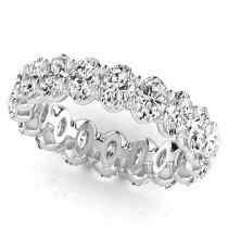 Oval Cut Lab Grown Diamonds Eternity Ring Wedding Band 18K White Gold (3.61ct)
