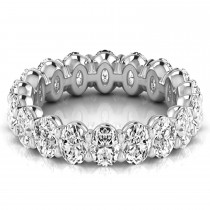 Oval Cut Diamonds Eternity Ring Wedding Band 18K White Gold (3.61ct)
