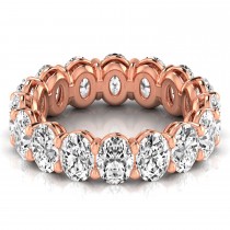 Oval Cut Lab Grown Diamonds Eternity Ring Wedding Band 14K Rose Gold (4.88ct)