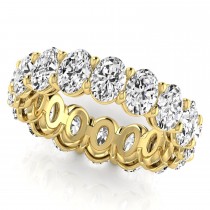 Oval Cut Lab Grown Diamonds Eternity Ring Wedding Band 14K Yellow Gold (4.88ct)