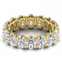 Oval Cut Lab Grown Diamonds Eternity Ring Wedding Band 14K Yellow Gold (4.88ct)