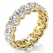 Oval Cut Lab Grown Diamonds Eternity Ring Wedding Band 14K Yellow Gold (4.88ct)