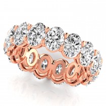 Oval Cut Lab Grown Diamonds Eternity Ring Wedding Band 14K Rose Gold (7.20ct)