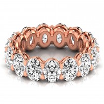 Oval Cut Lab Grown Diamonds Eternity Ring Wedding Band 14K Rose Gold (7.20ct)