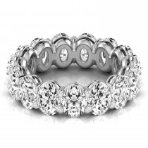 Oval Cut Lab Grown Diamonds Eternity Ring Wedding Band 18K White Gold (7.20ct)