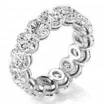 Oval Cut Lab Grown Diamonds Eternity Ring Wedding Band 18K White Gold (7.20ct)