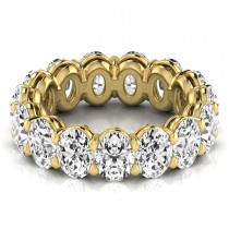 Oval Cut Lab Grown Diamonds Eternity Ring Wedding Band 18K Yellow Gold (7.20ct)