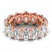 Oval Cut Lab Grown Diamonds Eternity Ring Wedding Band 14K Rose Gold (9.87ct)