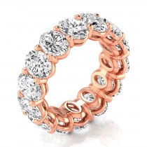 Oval Cut Lab Grown Diamonds Eternity Ring Wedding Band 14K Rose Gold (9.87ct)