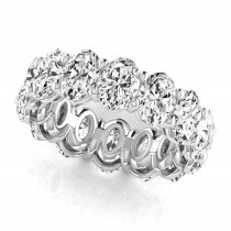 Oval Cut Lab Grown Diamonds Eternity Ring Wedding Band 18K White Gold (9.87ct)