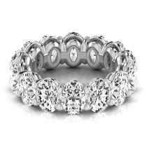 Oval Cut Lab Grown Diamonds Eternity Ring Wedding Band 18K White Gold (9.87ct)