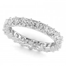 Princess Cut Lab Grown Diamonds Eternity Ring Wedding Band 18K White Gold (3.99ct)