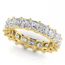 Princess Cut Lab Grown Diamonds Eternity Ring Wedding Band 14K Yellow Gold (5.49ct)