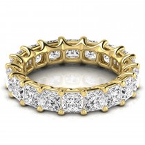 Princess Cut Lab Grown Diamonds Eternity Ring Wedding Band 14K Yellow Gold (5.49ct)