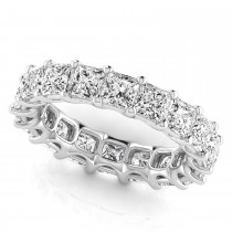 Princess Cut Lab Grown Diamonds Eternity Ring Wedding Band 18K White Gold (5.49ct)