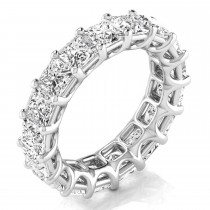 Princess Cut Lab Grown Diamonds Eternity Ring Wedding Band 18K White Gold (7.68ct)