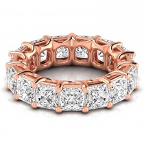 Princess Cut Lab Grown Diamonds Eternity Ring Wedding Band 18K Rose Gold (10.57ct)