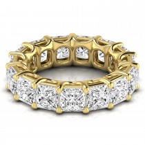Princess Cut Lab Grown Diamonds Eternity Ring Wedding Band 18K Yellow Gold (10.57ct)